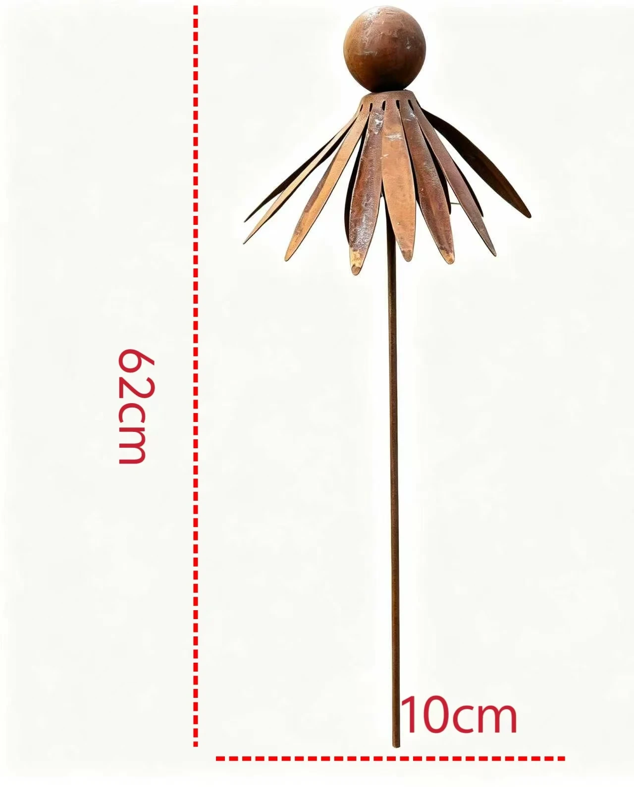 Vintage-Style Iron Flower Garden Stakes, Made of Retro Metal Material, with a Simple and Textured Flower Design. Place Them in the Garden, Lawn, or Flower Bed, Blending in with Natural Plants and Flowers, Enhancing the Artistic and Vintage Ambiance of the Gardening Space, Creating a Unique Garden Landscape
