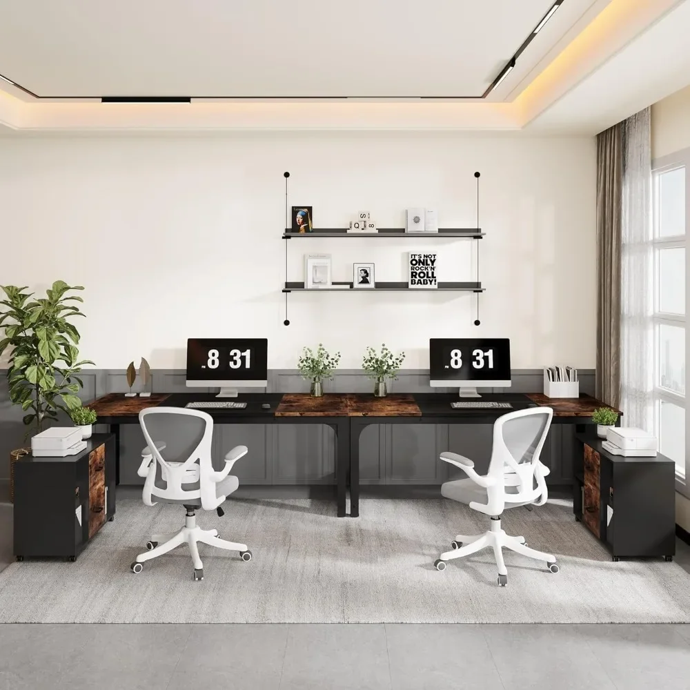 Biurko komputerowe w kształcie litery L o długości 63 cali z szafką na dokumenty 40 cali, biurko executive z mobilną szafką na dokumenty, nowoczesny zestaw mebli