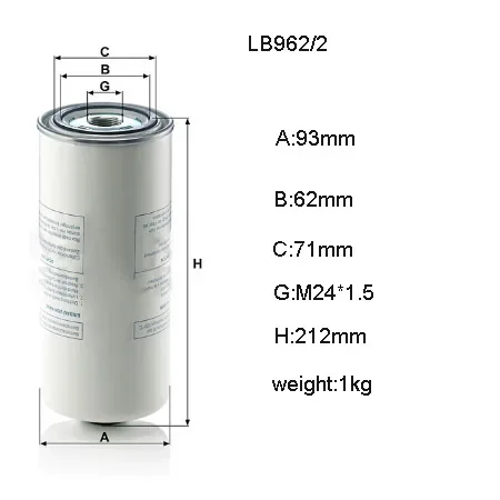 Imagem -04 - Filtro do Separador do Óleo do ar Peças do Compressor de ar Lb962 2