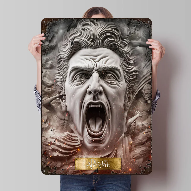 Affiche métallique The Devils Advocate, art mural personnalisé, enseignes rétro vintage en tôle pour la décoration de la chambre des hommes, accessoires de bar