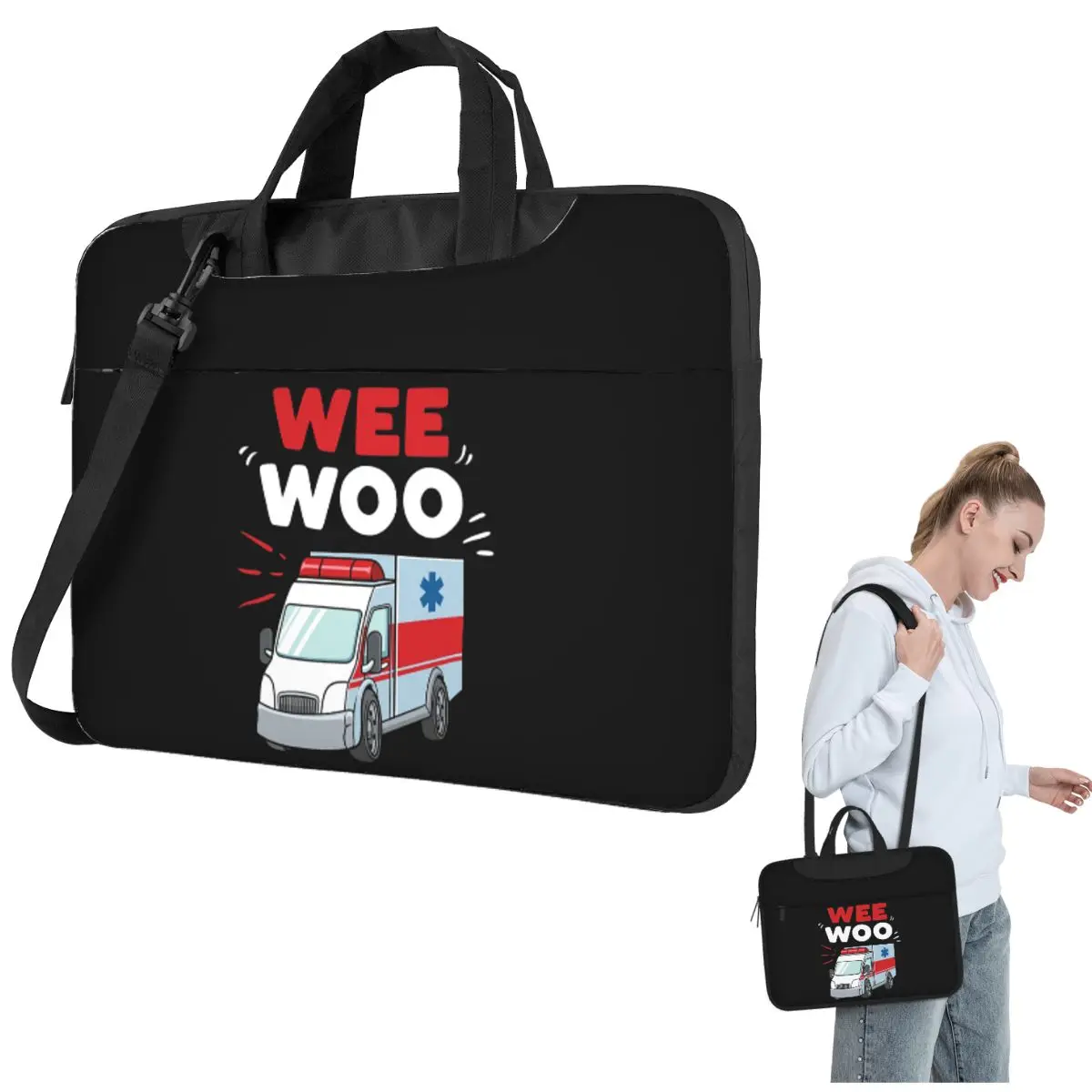 

Wee Woo Ambulance Paramedic Emergency Medic Gift Crossbody Laptop Bag Case Computer Bag 13 14 15.6 Inch Notebook Pouch Macbook