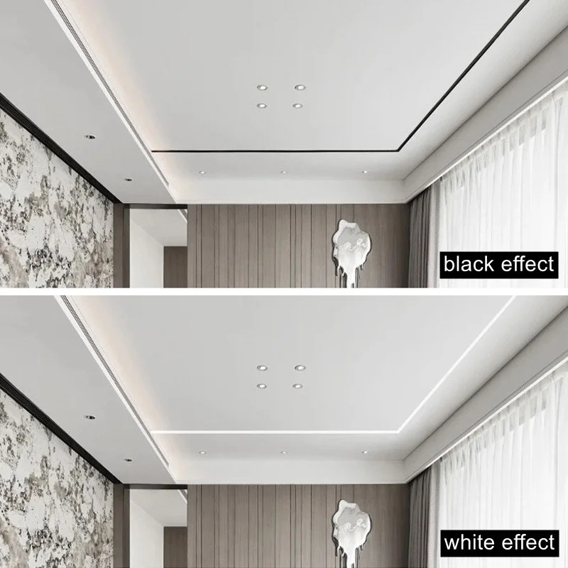 Imagem -05 - Embutido Led Hard Strip Light Luminous Linear Teto Perfil de Alumínio Canais Decorativas Lâmpadas Iluminação Interior 12v 24v