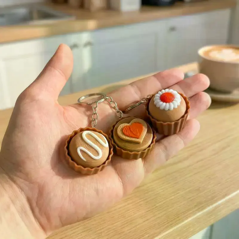 Cartoon Simulated Dessert Stress Relief Pass The Time Clicker Toys Pendant Decompression Keychain Backpack Decor Accessories