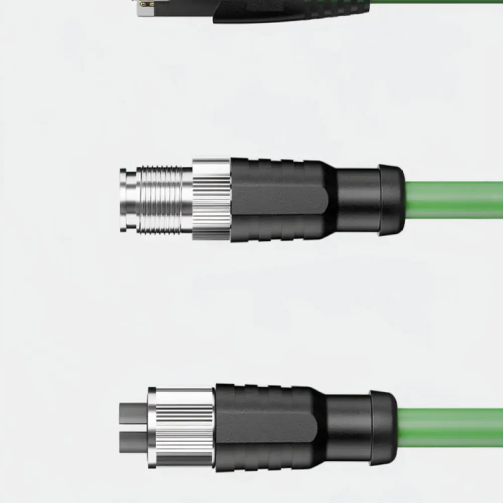 Professional M12 To RJ45 Ethernet Cable Double Shielded High Flexible Cord For Industrial Vision Control Equipment