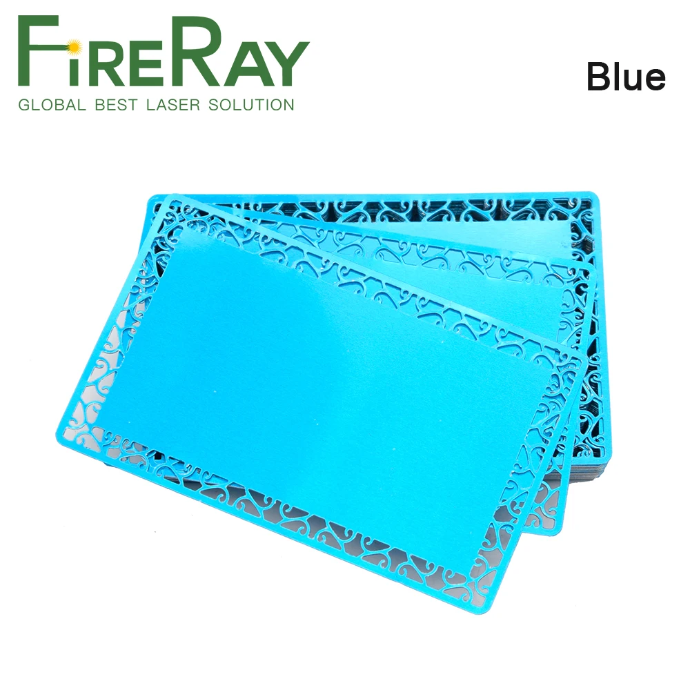 FireRay 100Pcs T=0.2mm Business Name Cards Multicolor Aluminium Alloy Metal Sheet Testing Material for Laser Marking Machine