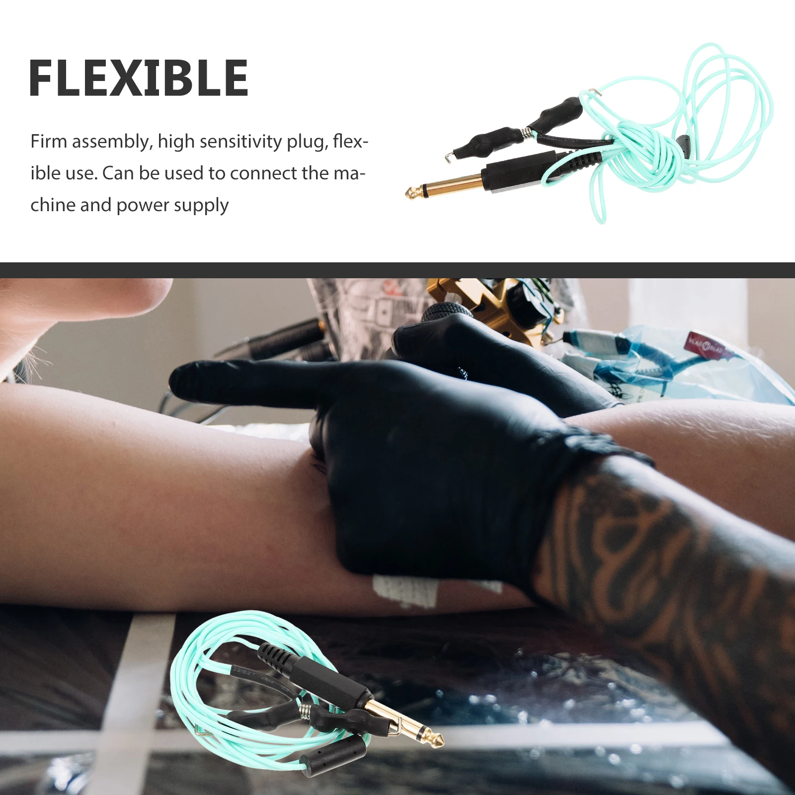 

Coil Machine Hook Line Tattoos Clip Cord Cable Power Supply Aluminum Alloy High Sensitivity Plug Flexible Use Durable