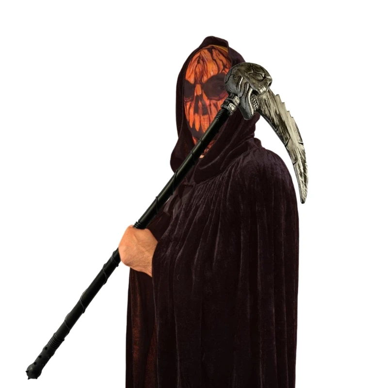 Dismountable Tridents Halloween Sickles Scary Demons Head Sickles Halloween Grim Reapers Accessories for Cosplay Carnivals