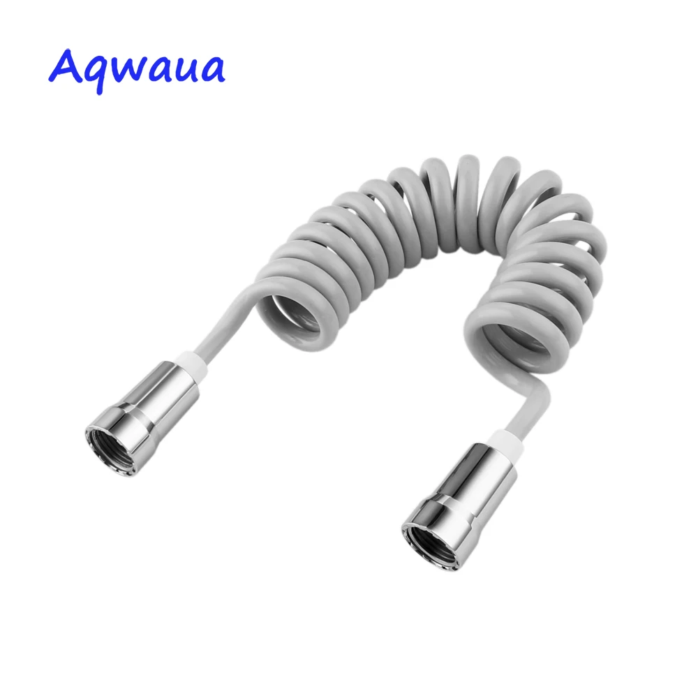 Aqwaua 2m Grey Flexible PVC Bidet Hose Shower Toilet Bidet Sprayer Accessory Telephone Line Hose for Bathroom