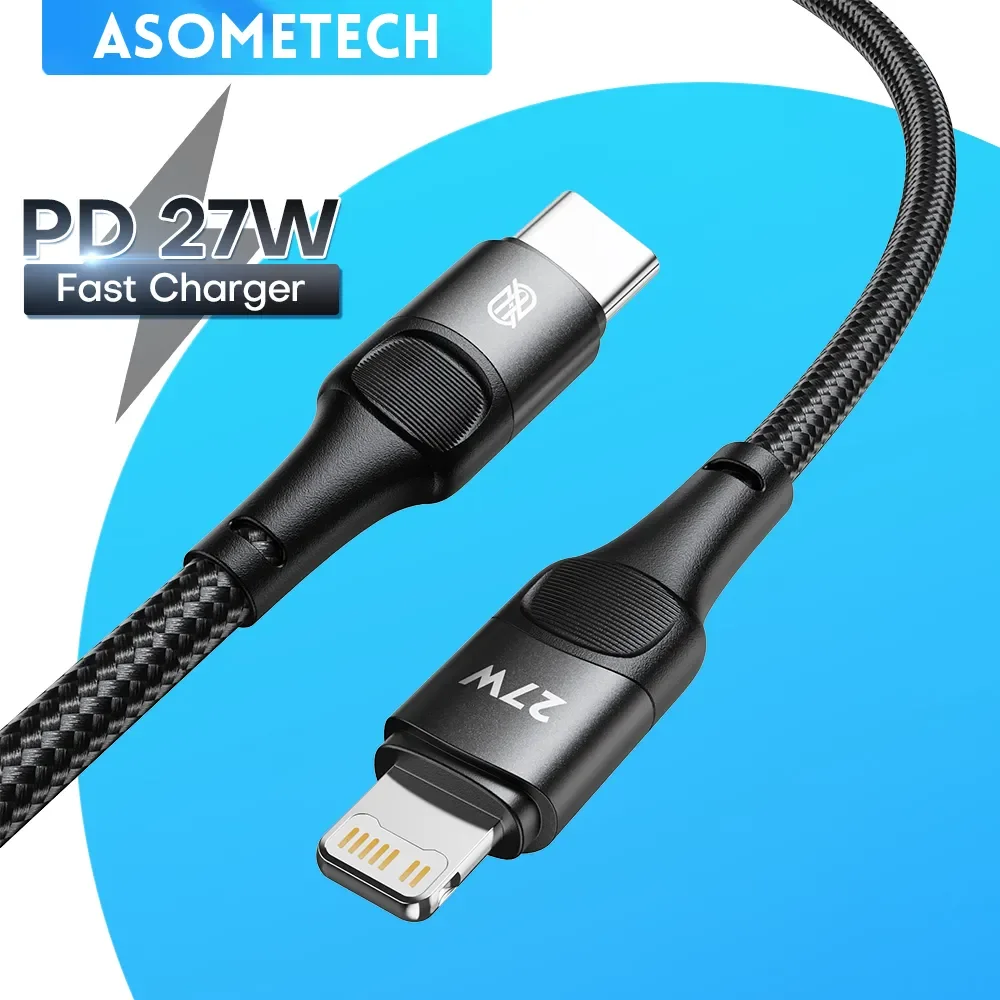 Kabel PD USB typu C 27 W do iPhone'a 14 13 12 Pro Max Mini Xs Xr X 8 IPad MacBook Kabel do szybkiego ładowania typu C do oświetlenia Przewód