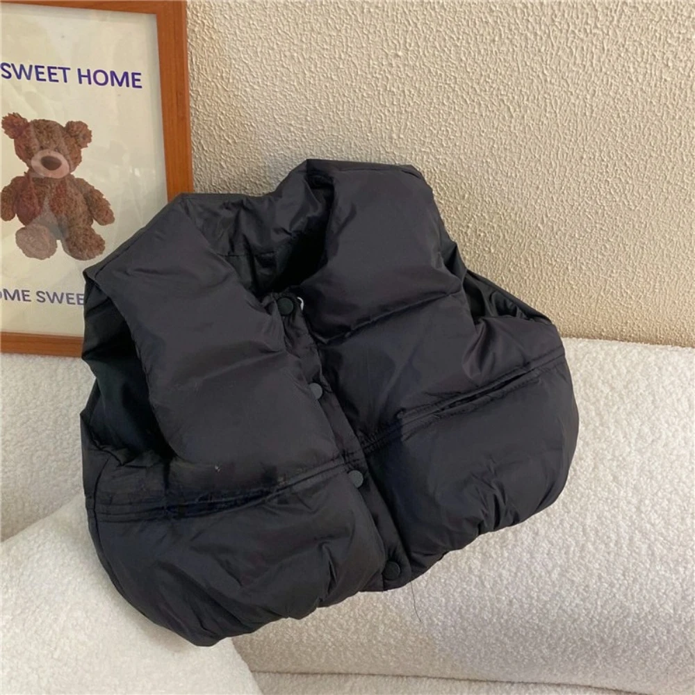 

2-6 Year Old Cute Children's Clothing Autumn and Winter Thick Sleeveless Vest Jacket Korean Version Plain Warm Girls' Clothing