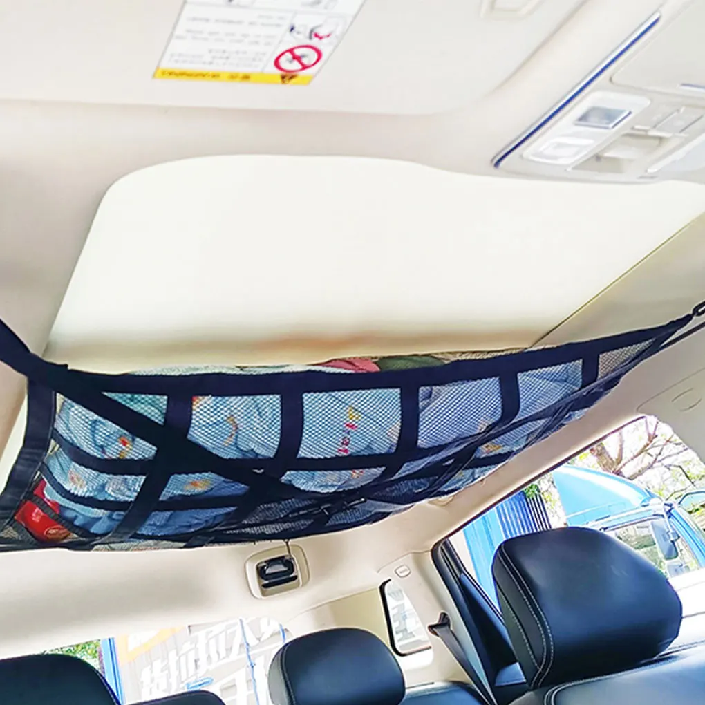 Car Ceiling Cargo Net Load-Bearing Mesh Roof Storage Organizers Space Saving Storage Bag Auto Interior Accessories