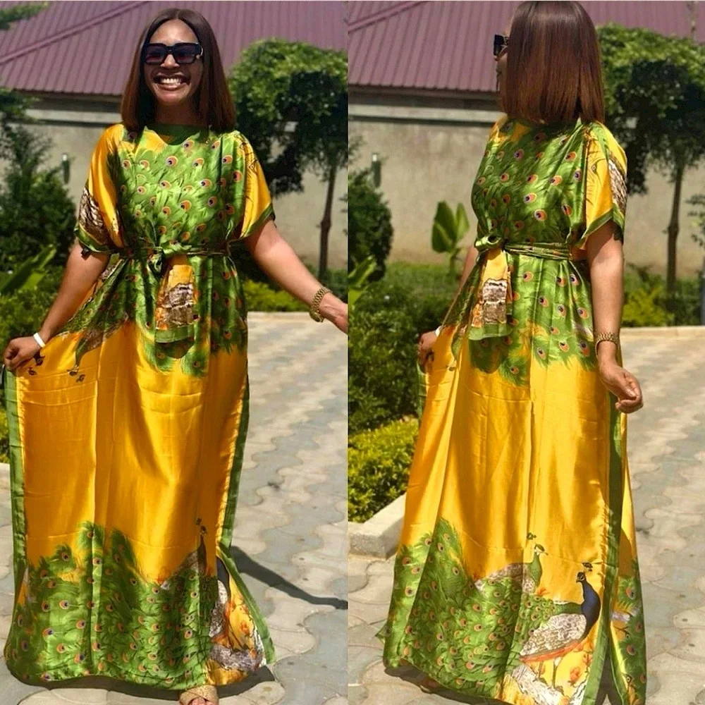 

Dress Length 145cm New Fashion dresses Bazin Print Dashiki Women Long Dress/gown Yomadou Color Pattern oversize