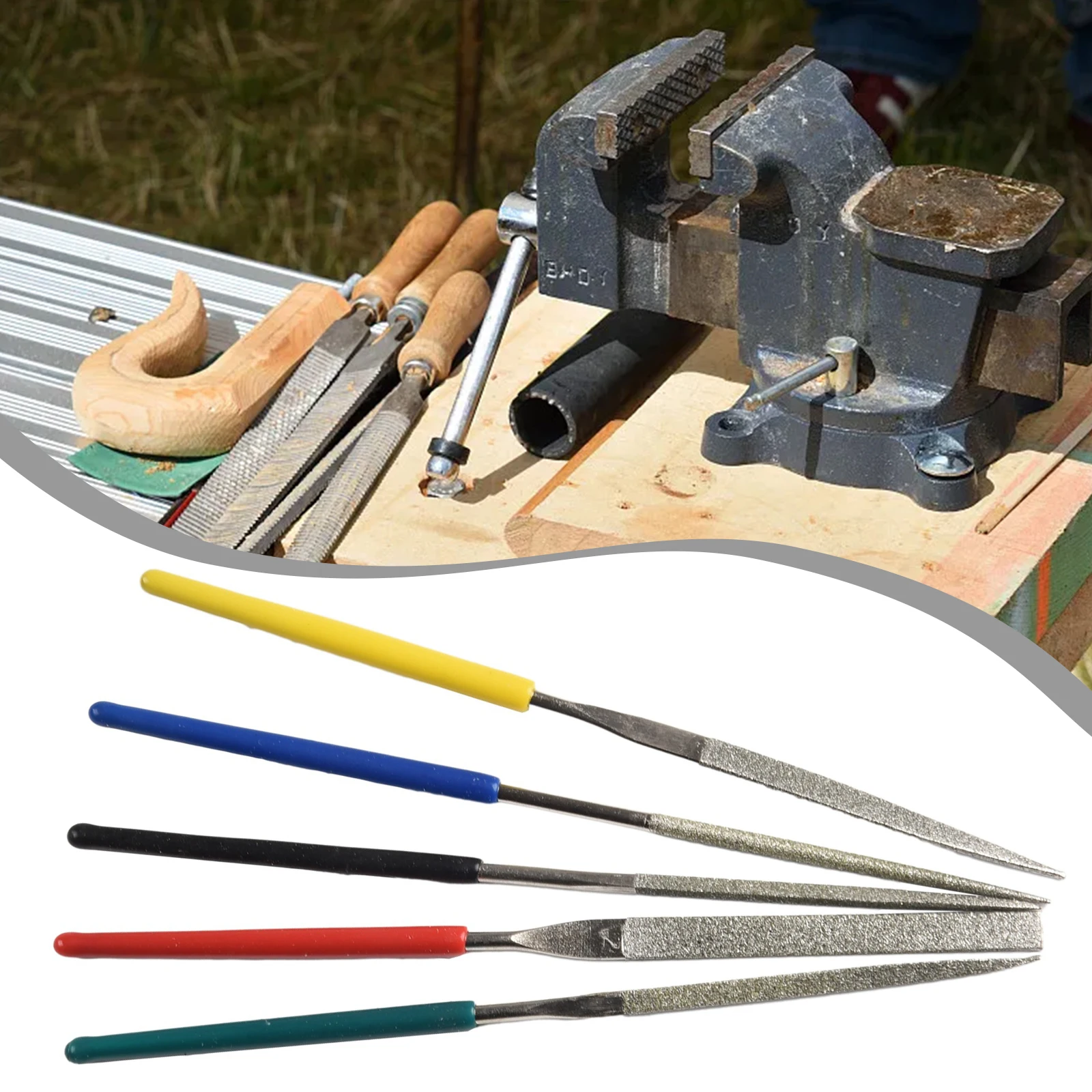 Small Needle Files 5pcs/Set Ceramic Triangle DIY Woodworking Deburring Diamond Files Flat Grinding Hand Tool Multi Purpose