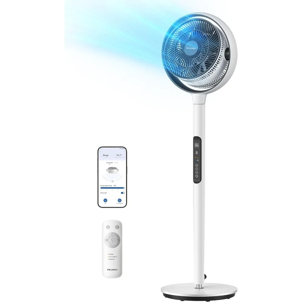 

Oscillating Pedestal Fan with DC Motor,Air circulator smart fans, voice control,9 speeds,3 Modes,Adjustable Height, 9 Hour Timer