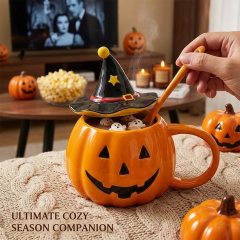2026 Halloween Pumpkin Porcelain Mugs Water Cup Creative Tableware Coffee Mug Dining Table Afternoon Tea Teacup Halloween Gifts