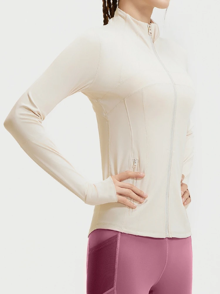 

Новинка, женская спортивная куртка, облегающее пальто для фитнеса с длинными рукавами, топы для йоги с отверстиями для большого пальца, спортивная куртка, толстовки для тренировок