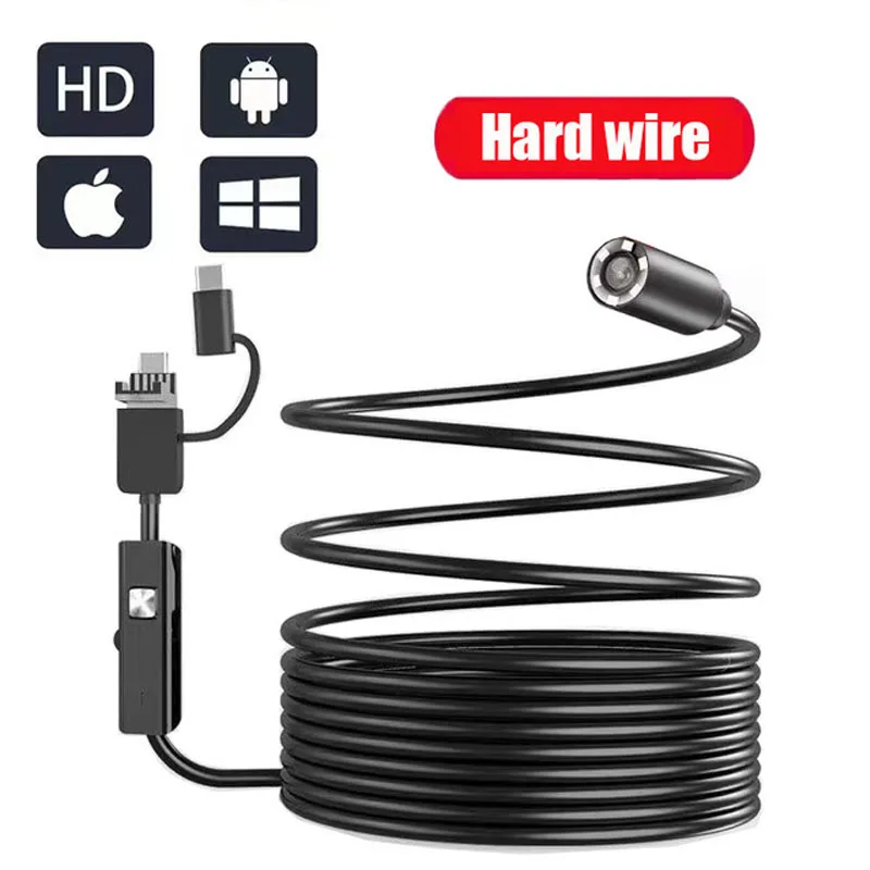 

1200P HD endoscope camera iphone 8mm probe 8LED for smartphone android or Windows Lightning Type-C USB port Industrial endoscope