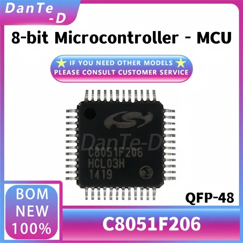 C8051F206-GQR package QFP-48 8-bit microcontroller MCU single chip IC original authentic