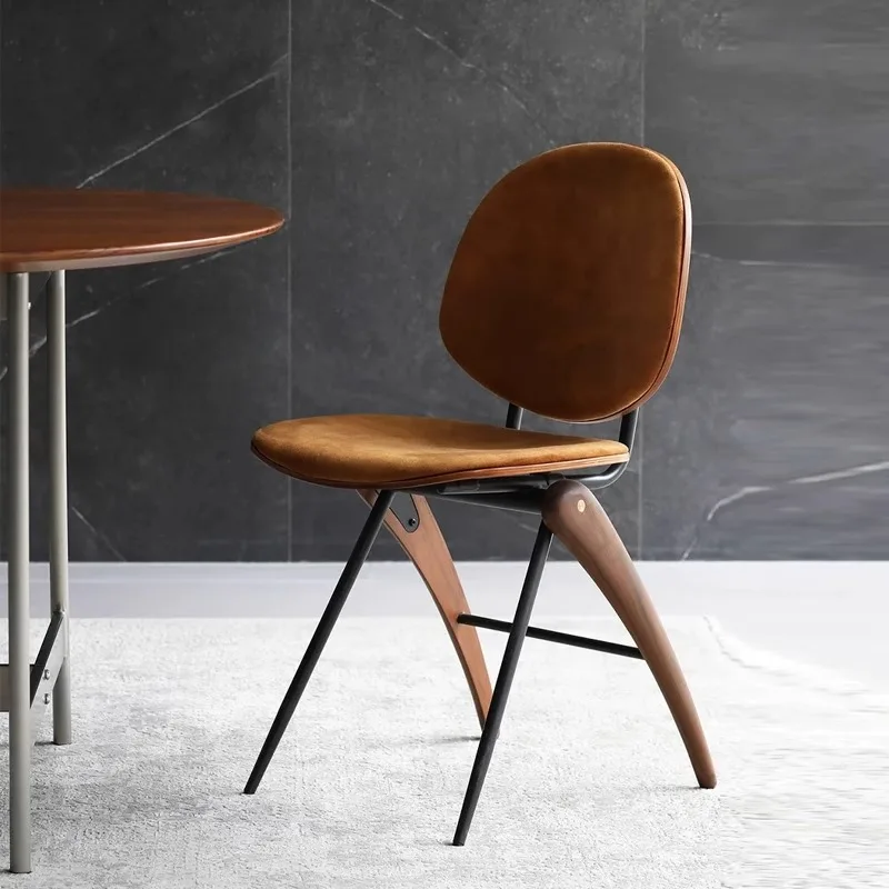 

Second-hand Solid Wood Dining Chair, Simple Soft-pack Home Nordic Metal Dining Chair, Retro Design Living Room Sofa Chair