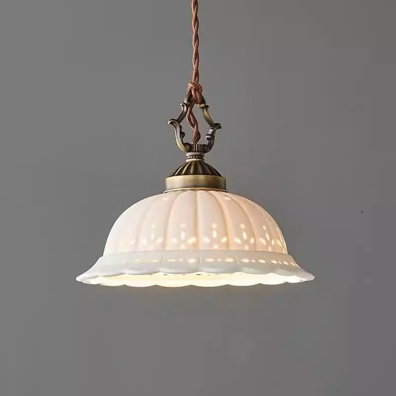 

Nordic Minimalist American Vintage Brass Single Long Line Pendant Lamp Bedroom Bedside Bar Dining Decor Novelty LED New Energy