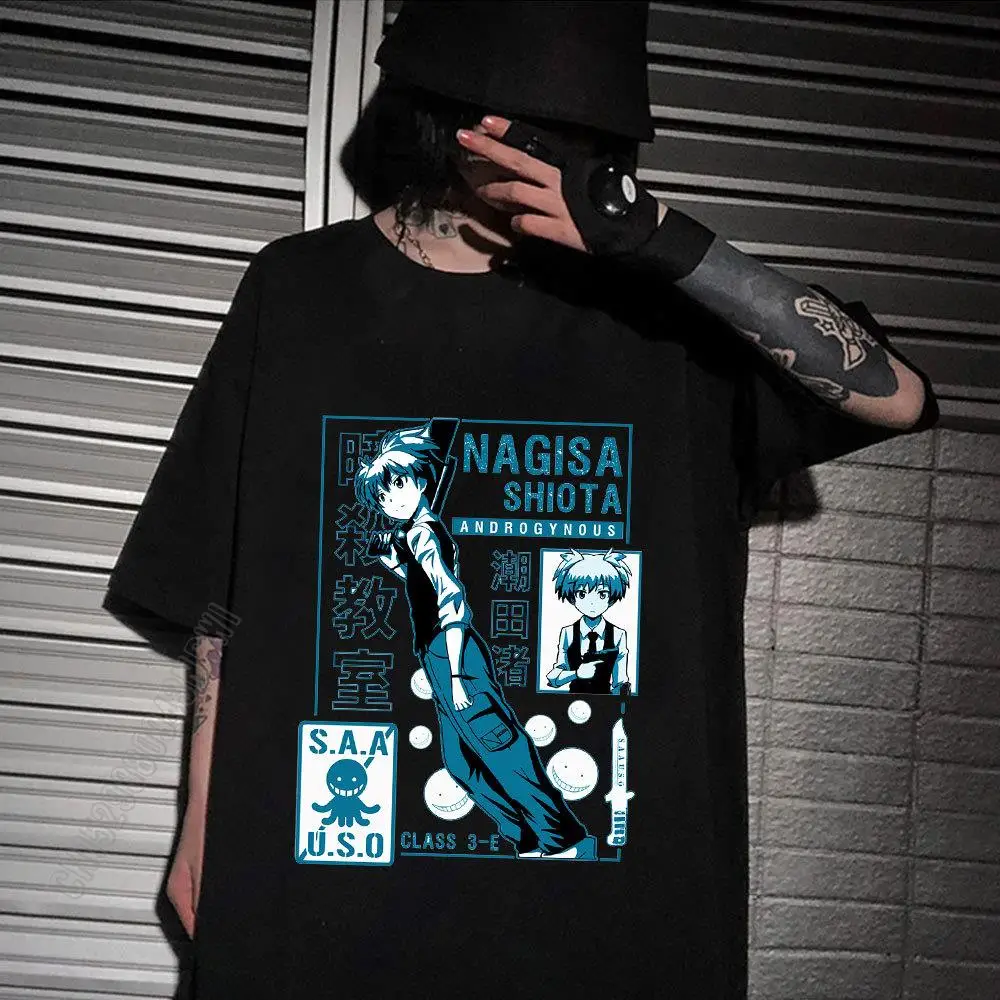 Camiseta Unisex de Shiota Nagisa, divertida camiseta informal 100% de algodón, Anime japonés, Assassination Classroom, Harajuku, Boho Akabane