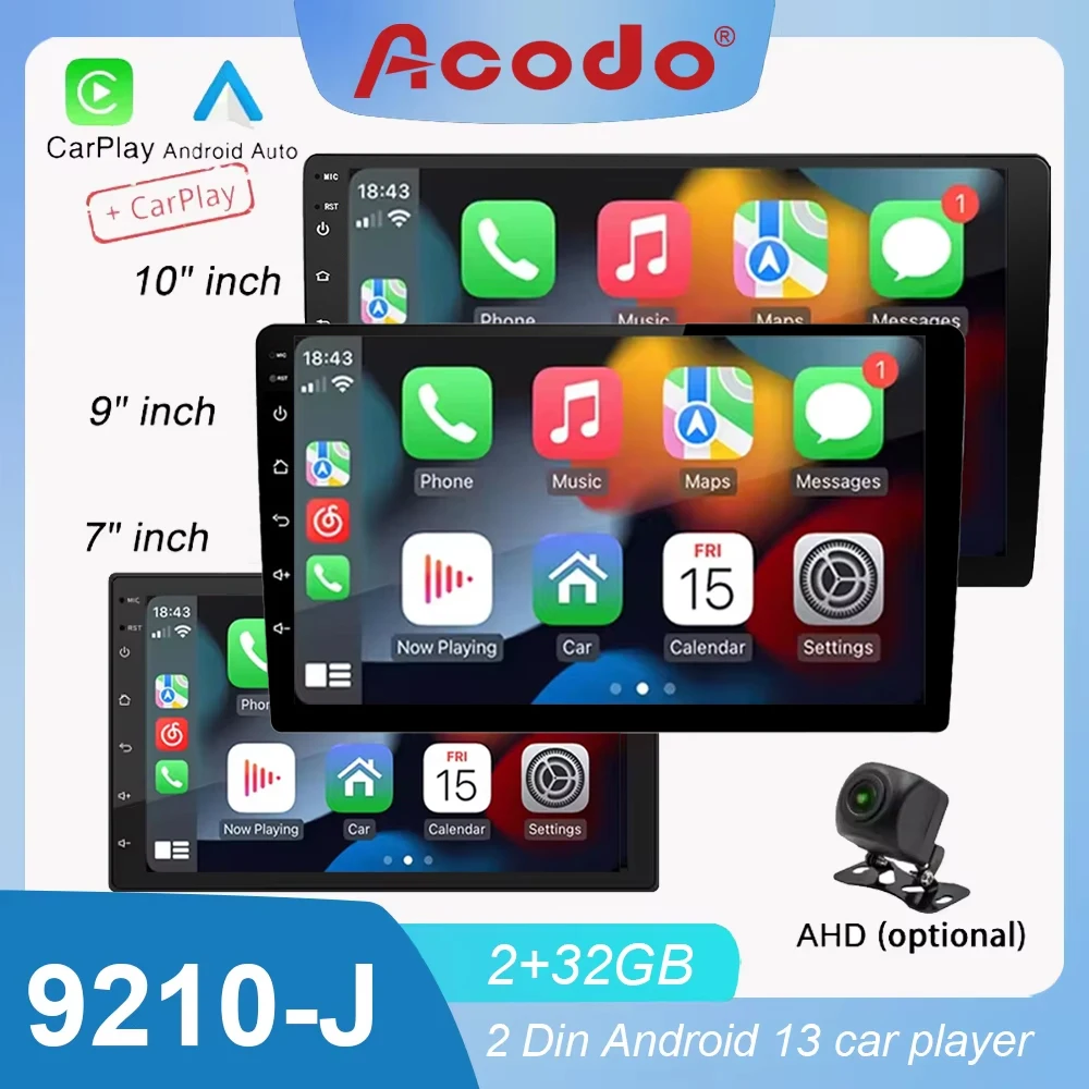 

Acodo 4core 2 Din Car Radio Androidauto Carplay Android 11 4G GPS Car Audio 7"/9"/10" WIFI BT IPS Automotive Multimedia Player