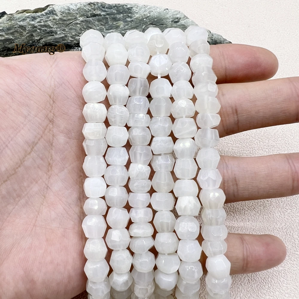 

5x8MM Faceted Natural White Moonstone Rondelle Beads Nature Gems Cutting Wheel Nugget Loose Beads MY230540