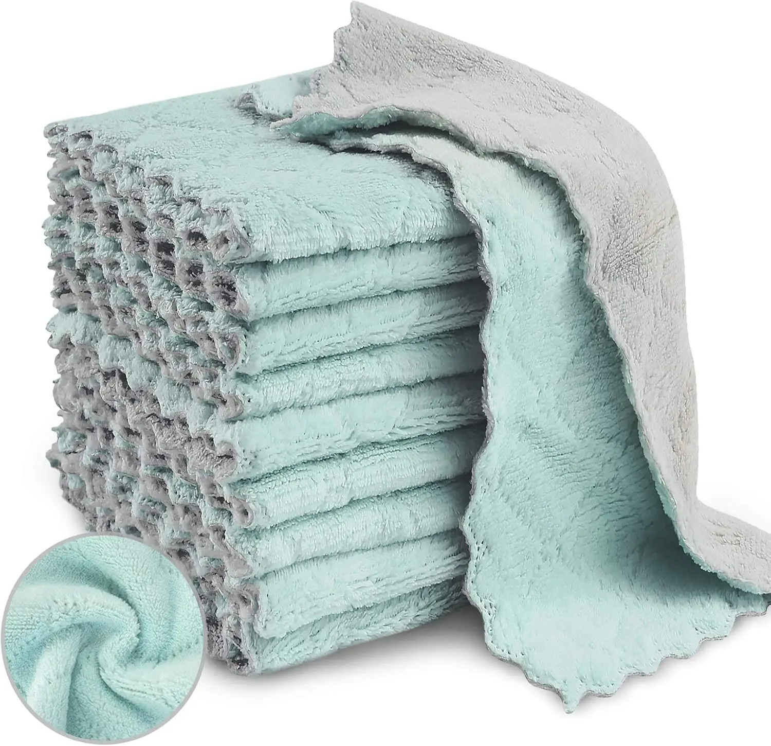 

Набор из 20 салфеток из микрофибры, супервпитывающие полотенца для уборки кухни, ванной комнаты, автомобиля, серые, зеленые