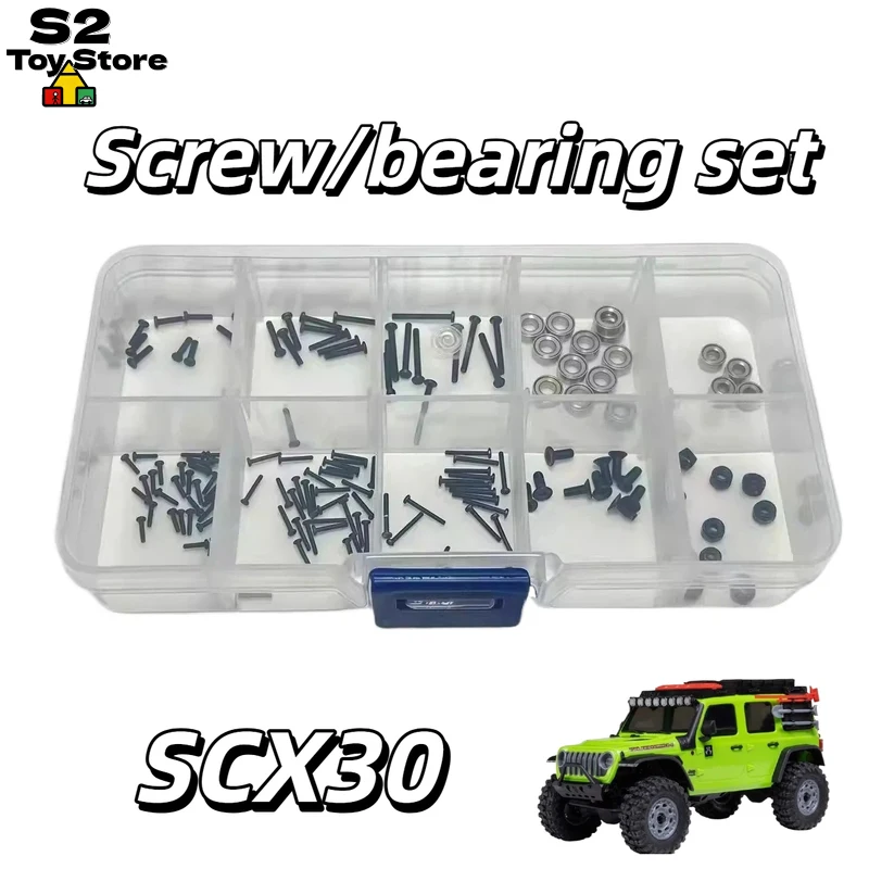 

RC Model Car Parts Stainless Steel Screws Nuts Bearings Kit Storage Box For Axial 1/30 SCX30 RC Crawler Repair Accessories Spot