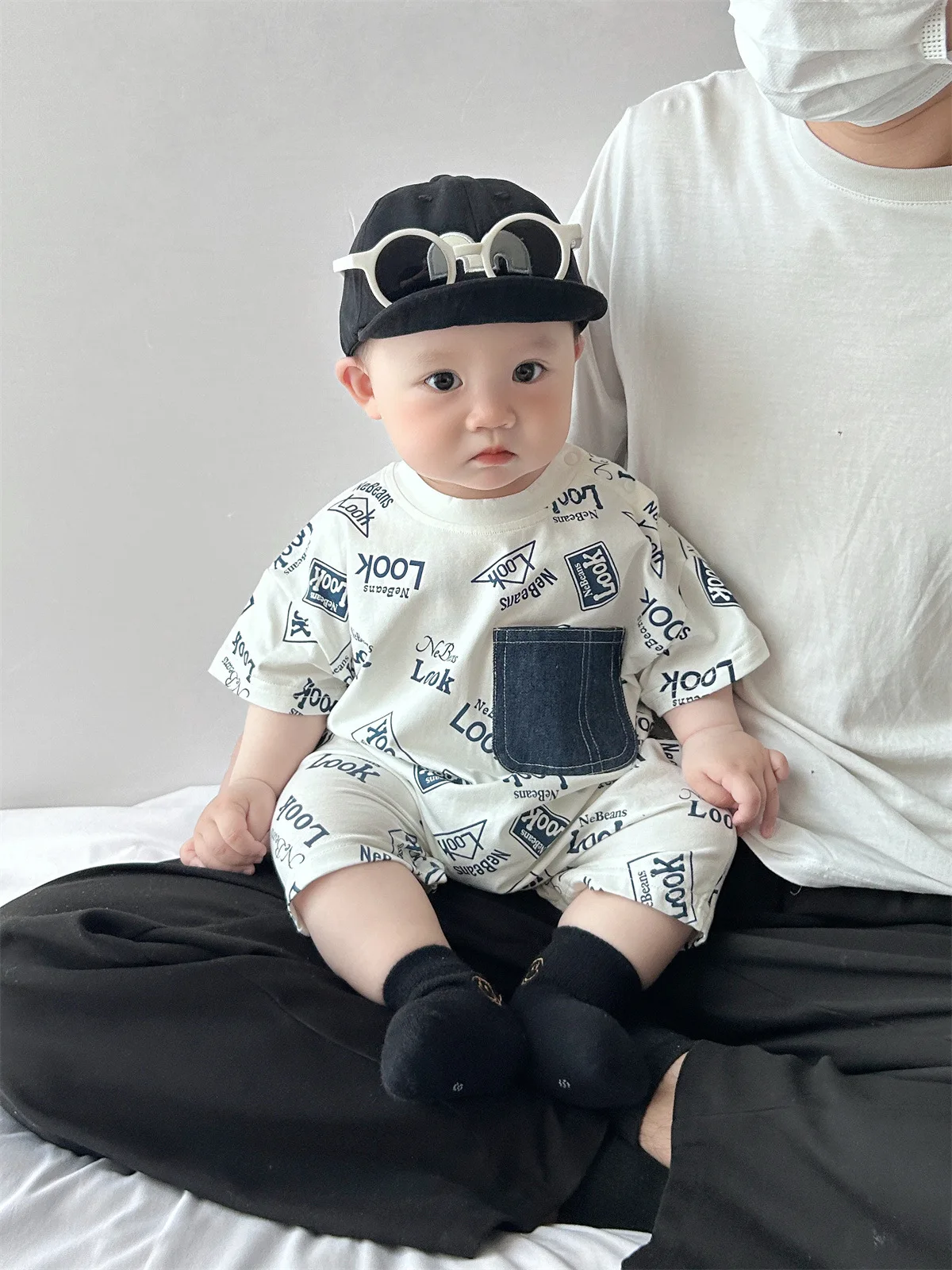 ZOETOPKID Baby-Strampler mit Mütze aus Baumwolle für den Sommer, für Neugeborene, Jungen und Mädchen, kurzärmelige, dünne Kletterkleidung für Kleinkinder – Detail 9