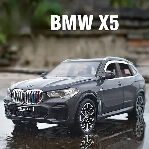 Modèle de voiture en alliage moulé sous pression pour garçons, BMW X5 SUV, collective, métal, l'inventaire, décoration d'intérieur, lumière sonore, jouet cadeau, échelle 1:24