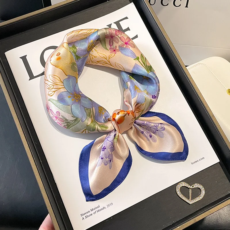 

New Silk Satin Scarf Silk Pure Silk Small Square Scarf Silk Scarf women's Spring Summer Gift mother's Scarf Silk Scarves Sj118