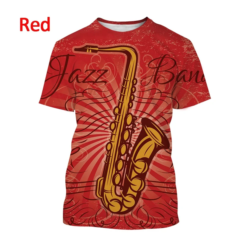 New Jazz Musical Instrument Saxophone T Shirt Men\'s Casual Music Art Short-sleeved T Shirt Harajuku Style Printed Streetwear Top