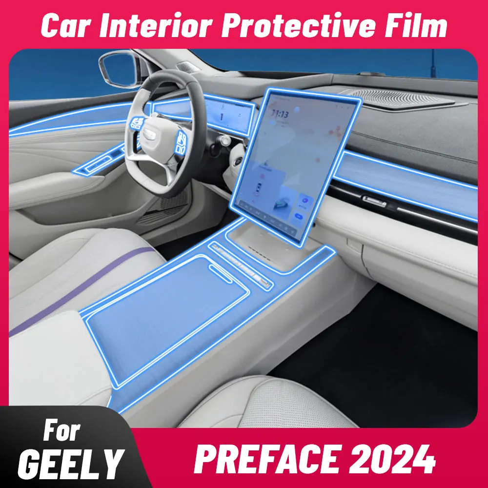 Anti-scratch Car Interior Center Console Media Dashboard Navigation TPU Protector Film For GEELY PREFACE 2024 Accessories