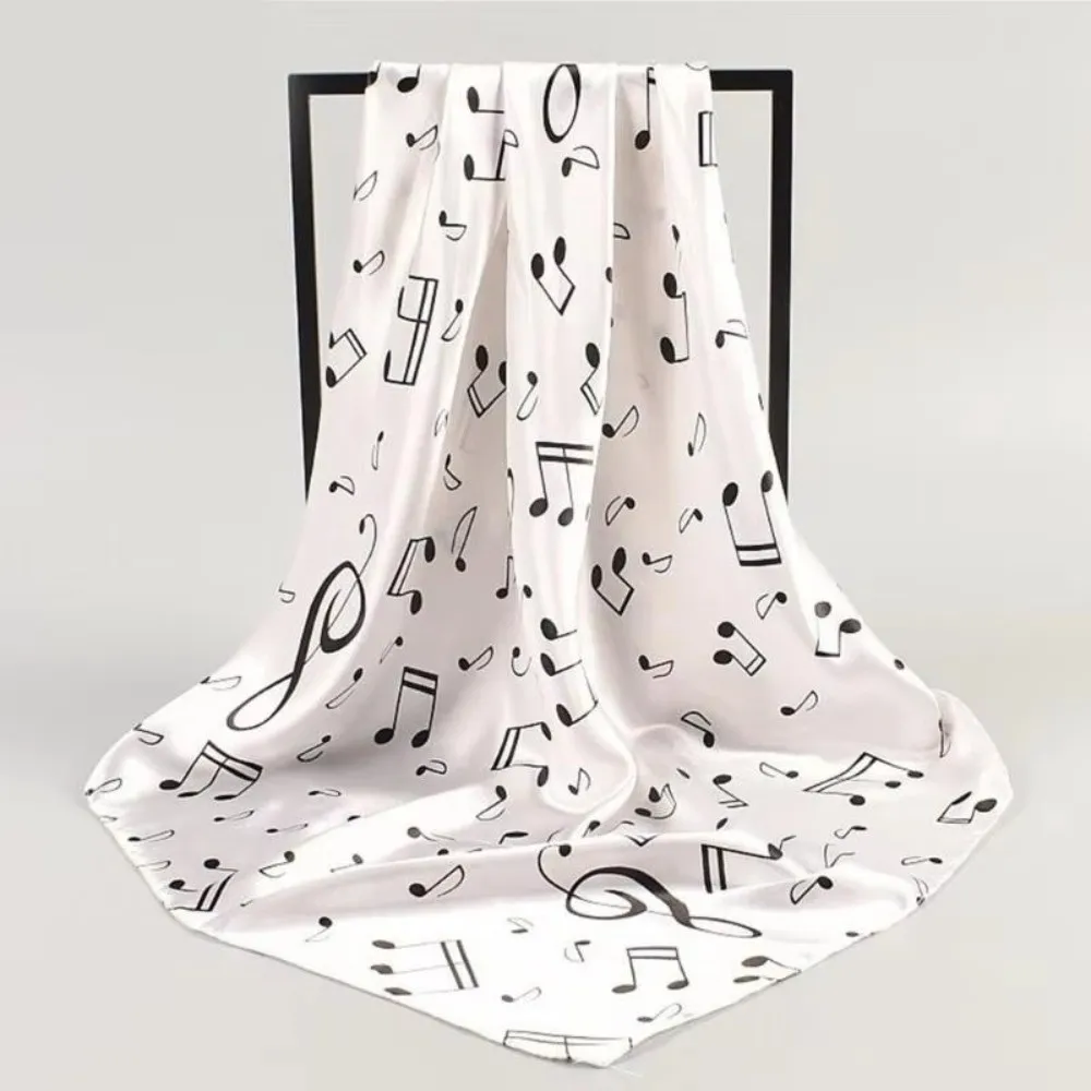 Soft Breathable Musical Note Shawl Lightweight Hair Band Square Headscarf Neck Wrap Large Women Shawl Women