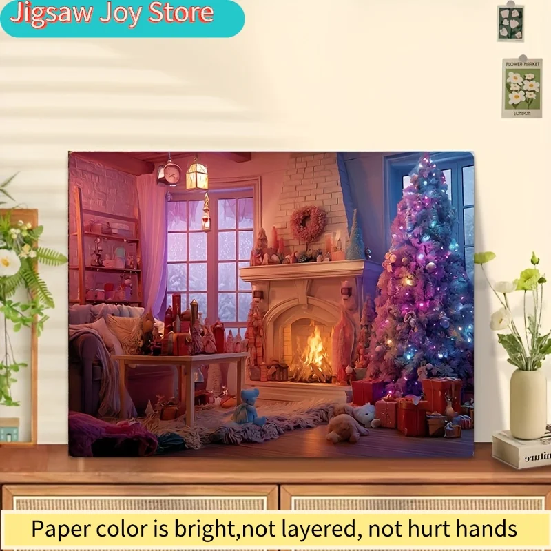 ปริศนากระดาษ 1,000 ชิ้นสำหรับผู้ใหญ่ที่มีดีไซน์เรื่อง “ต้นคริสต์มาสในห้องนั่งเล่นที่อบอุ่น” เหมาะสำหรับเกมปาร์ตี้และกิจกรรมต่างๆ