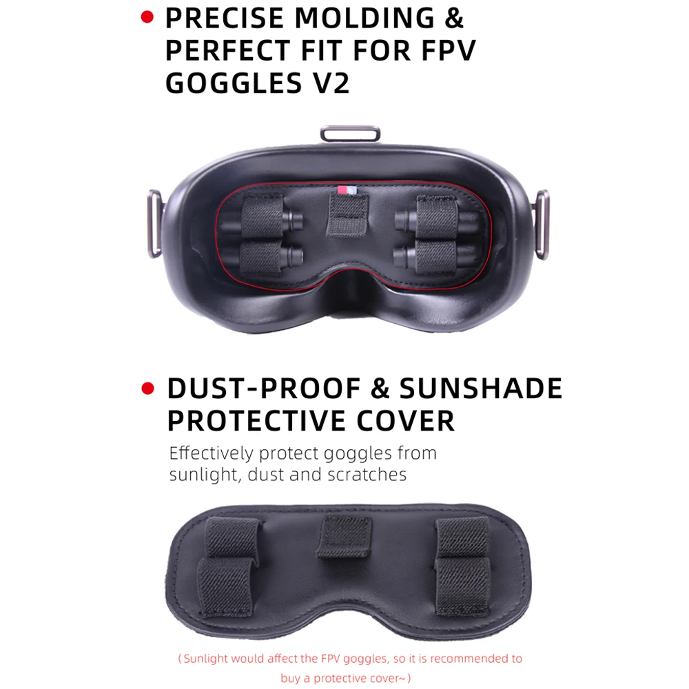 Sunnylife Lens Protective Cover for DJI FPV Goggles V2 Dustproof Sunshade Pad Antenna microSD Card Storage Holder Lens Cap Case