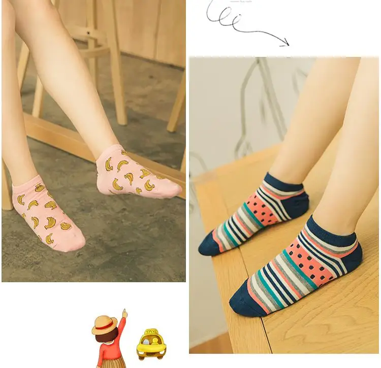 5 Paar Damen Ctue Fruits Banana Lässige Knöchel-Baumwollsocken EUR35-40 – Detail 3