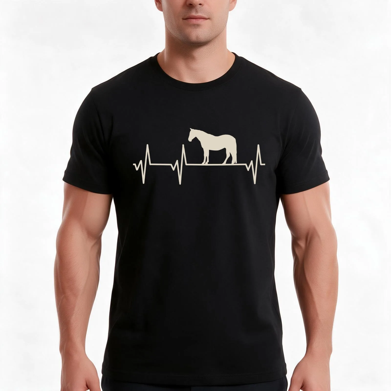 American Quarter Horse Heartbeat Pulse Gift For American Quarter Horse Owners T-Shirt Summer Casual Cotton Tee 100% Cotton