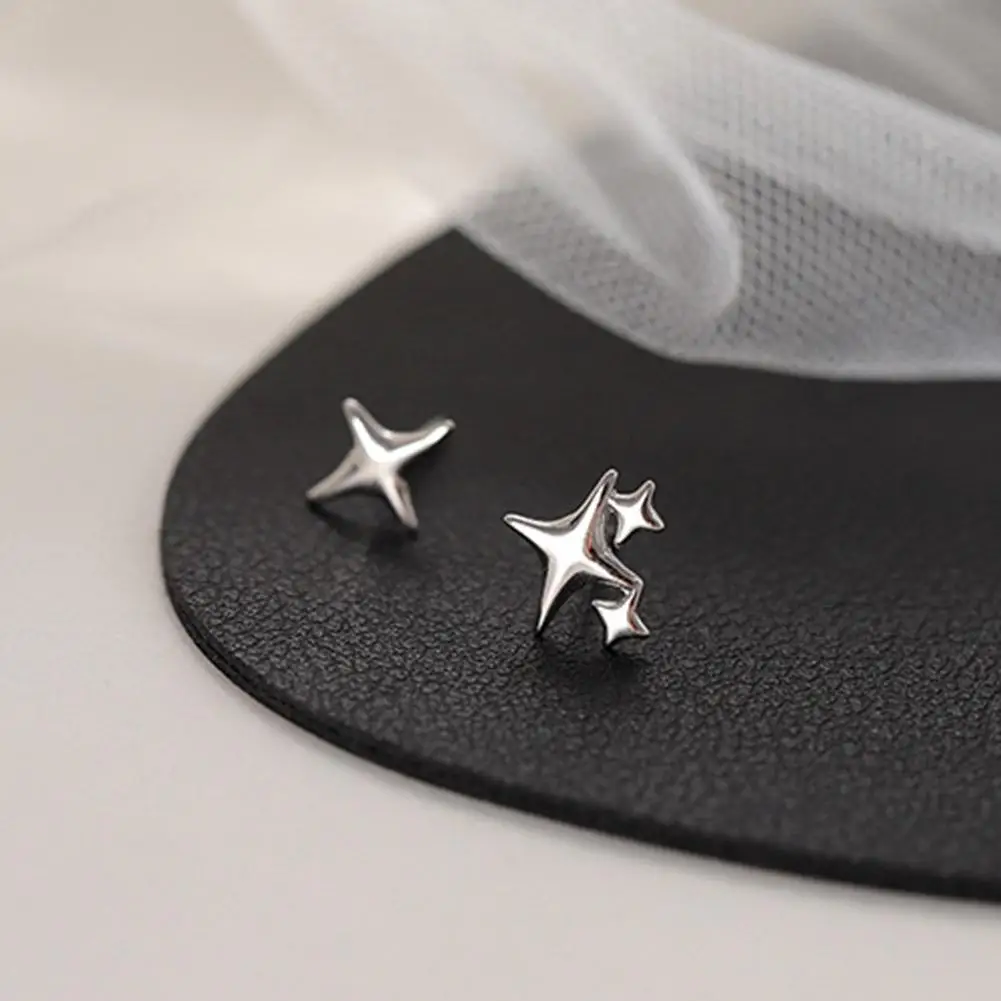 Cute Star Stud Earrings Lucky Four-pointed Star Earings For Women Korean Jewelry Asymmetry Earrings Sweet Cool Y2k Accessor L7Q9