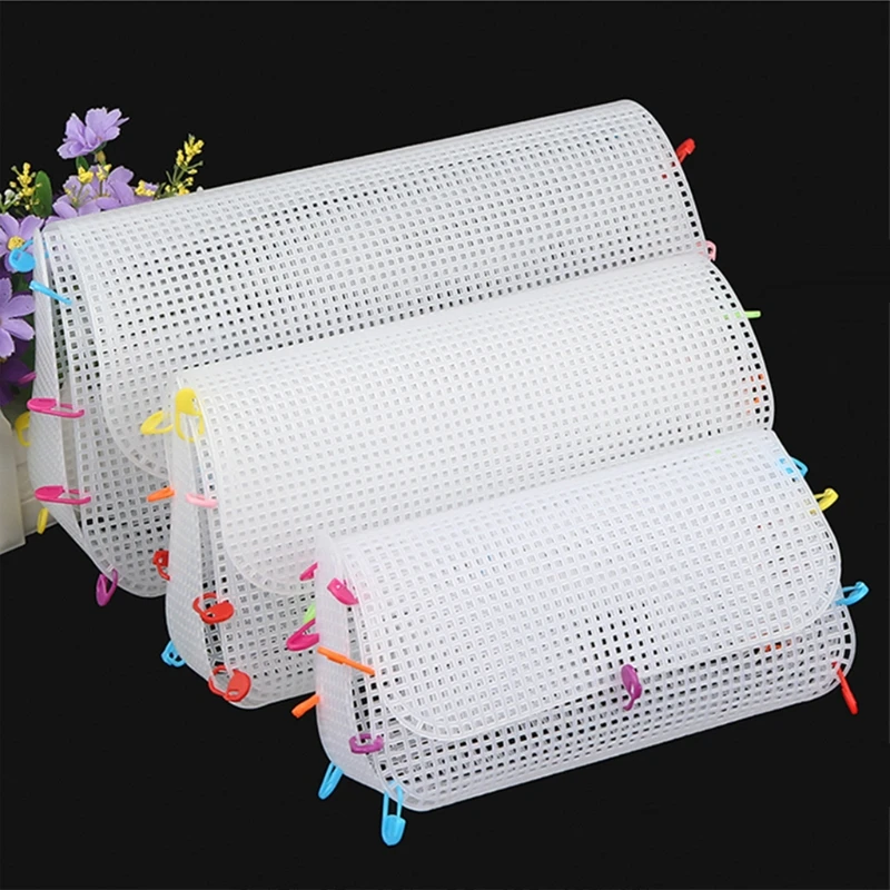 Mesh Clear Plastic Canvas Sheets Hand for Cross Stitch Woven Sheets DIY Tote Fra F1FB