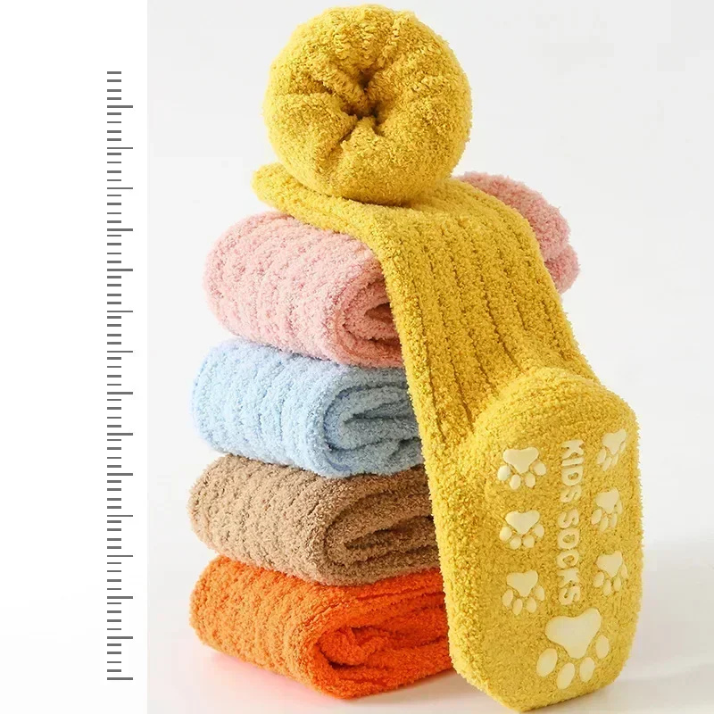 Warm Baby Calf Sock Simplicity Solid Color Calf Sock for Toddler Boy Girl Indoor Autumn Winter Newborn Non-slip Floor Sock