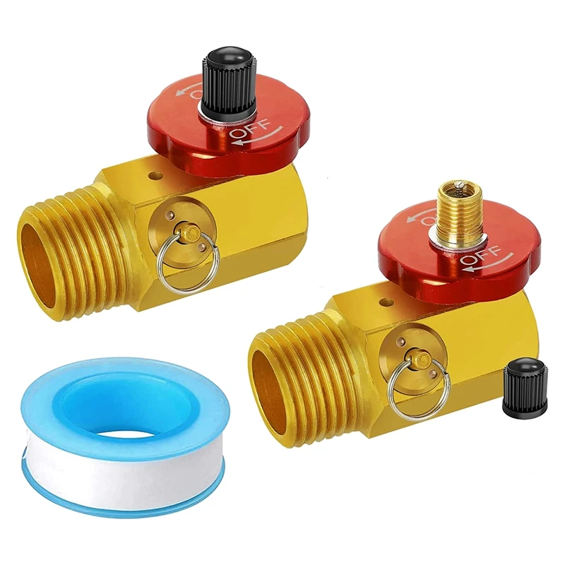 2 Pack Air Tank Manifold With Fill Port, Safety Valve And 1/2 Inch NPT Tank X 1/4 Inch NPT Hose X 1/8 Inch NPT Gauge