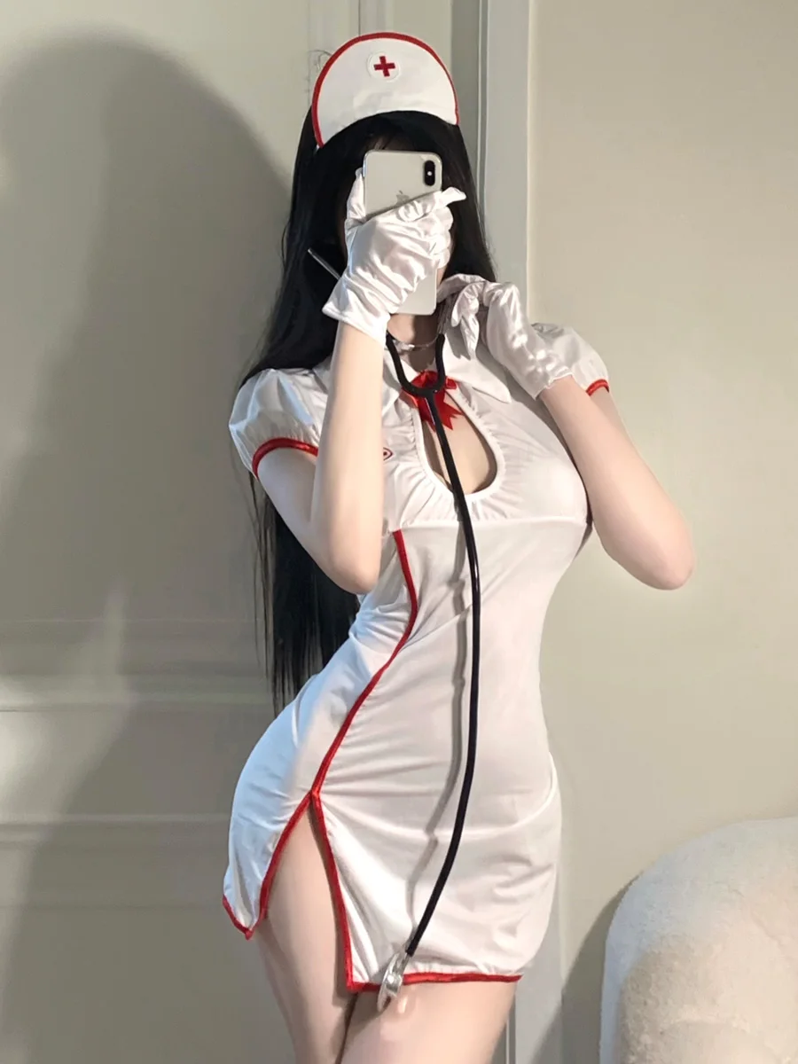 مثير ايمو الملابس الداخلية معاطف للأطباء والممرضات موحدة إغراء ليلة تأثيري خادمة الملابس الداخلية امرأة