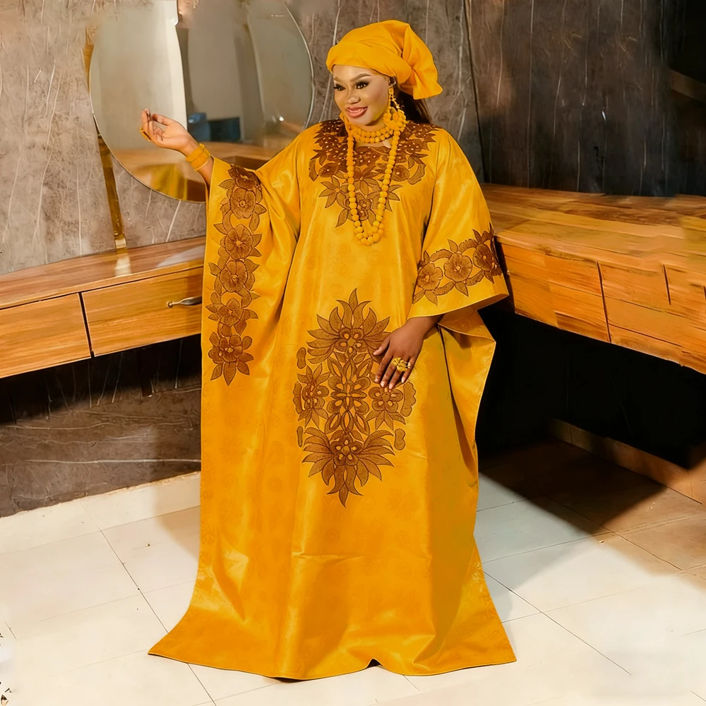 

Plus Size African Clothes for Women Dashiki Ankara Embroidery Kaftan Boubou Robe Bazin Design Wedding Party Dresses 2026