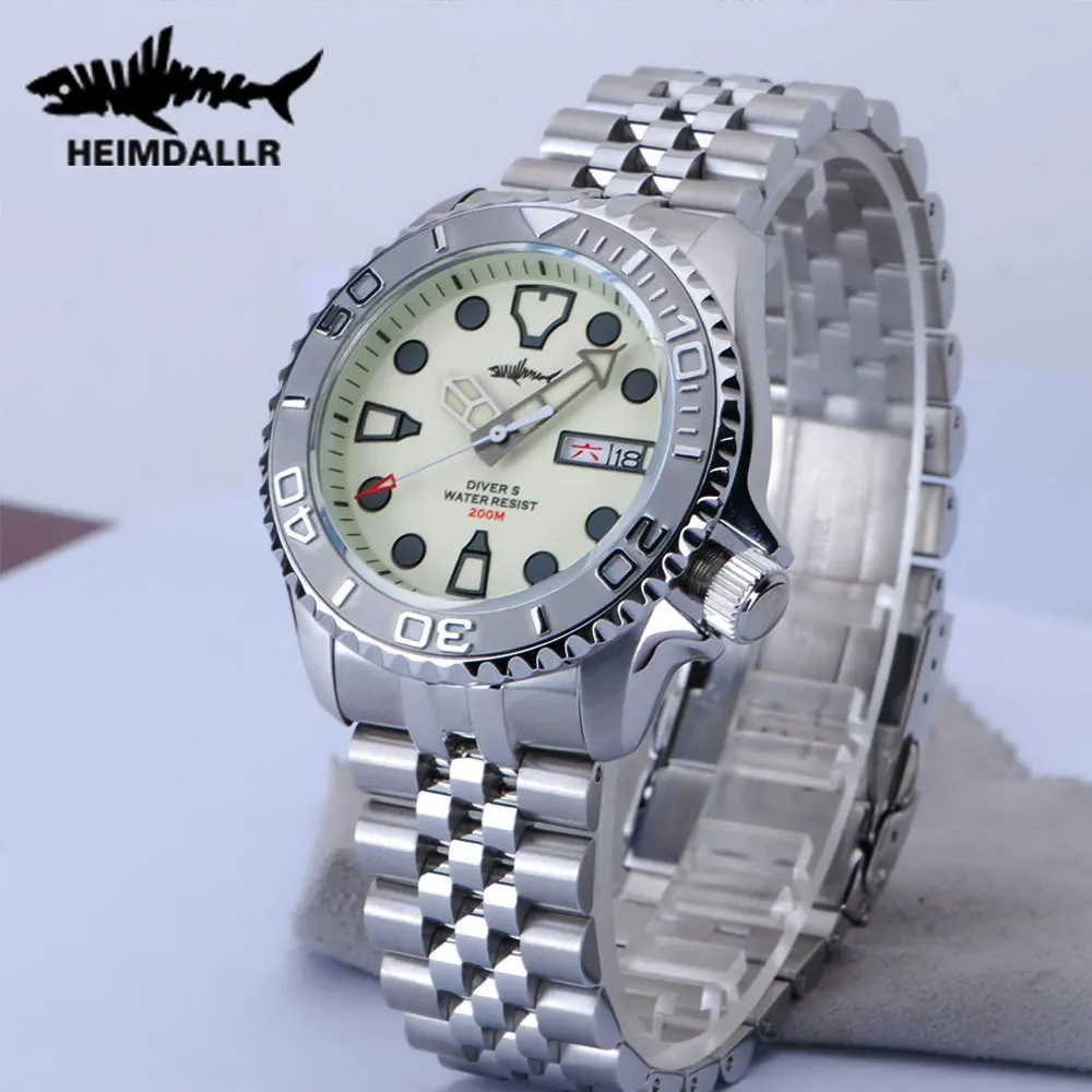 Heimdallr 42mm Full Luminous Dial Sapphire Men SKX007 Steel Diver Watch NH36 Movement Automatic Mechanical 200m Water Resistant