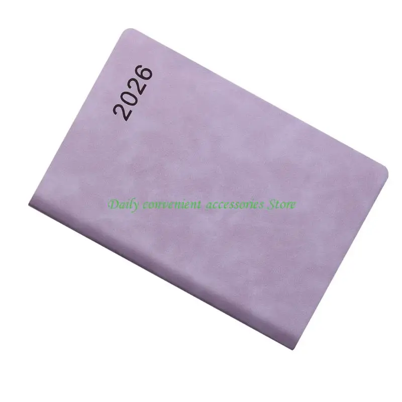 97QB 2026 Diário diário 360 páginas forrado couro, planejador diário capa mole, planejador acadêmico com marca mensal para