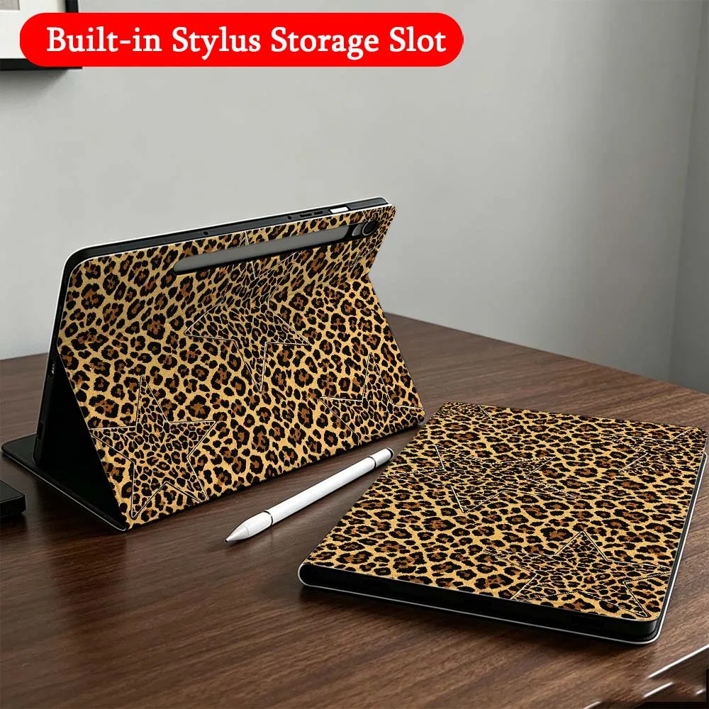 

Luxury Leopard Print For Samsung Galaxy Tab A7 A8 A9 A11 S6 S7 S8 S9 S10 S11 FE Plus Folding Automatic Sleep/Make Tablet Case