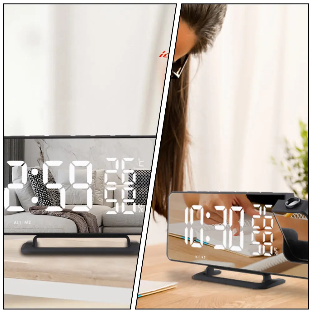 

Alarm Clock LED Projection Desk Digital Clocks Indoor Electronic Desktop Black Projector Student