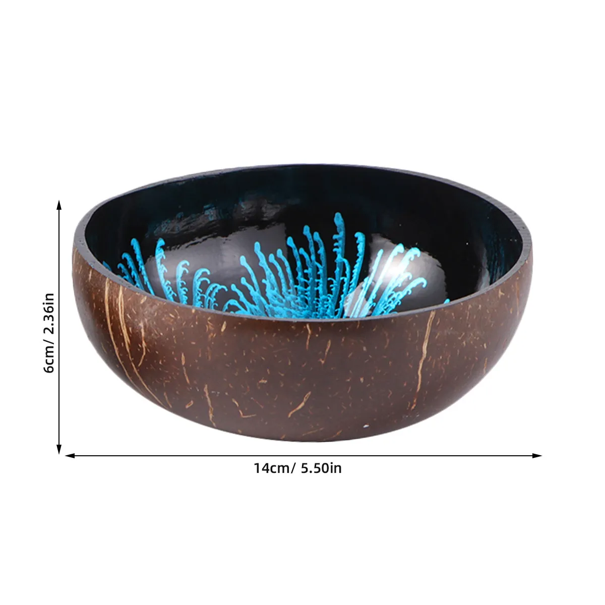 2Pcs Coconut Shell Bowl Natural Eco Friendly Storage Bowls Decorative Candy Container Nuts Holder Patterned Inner Wall for Home
